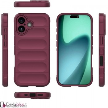 Magic Shield guminis dėklas su kameros apsauga - bordo spalvos (Apple Iphone 17)